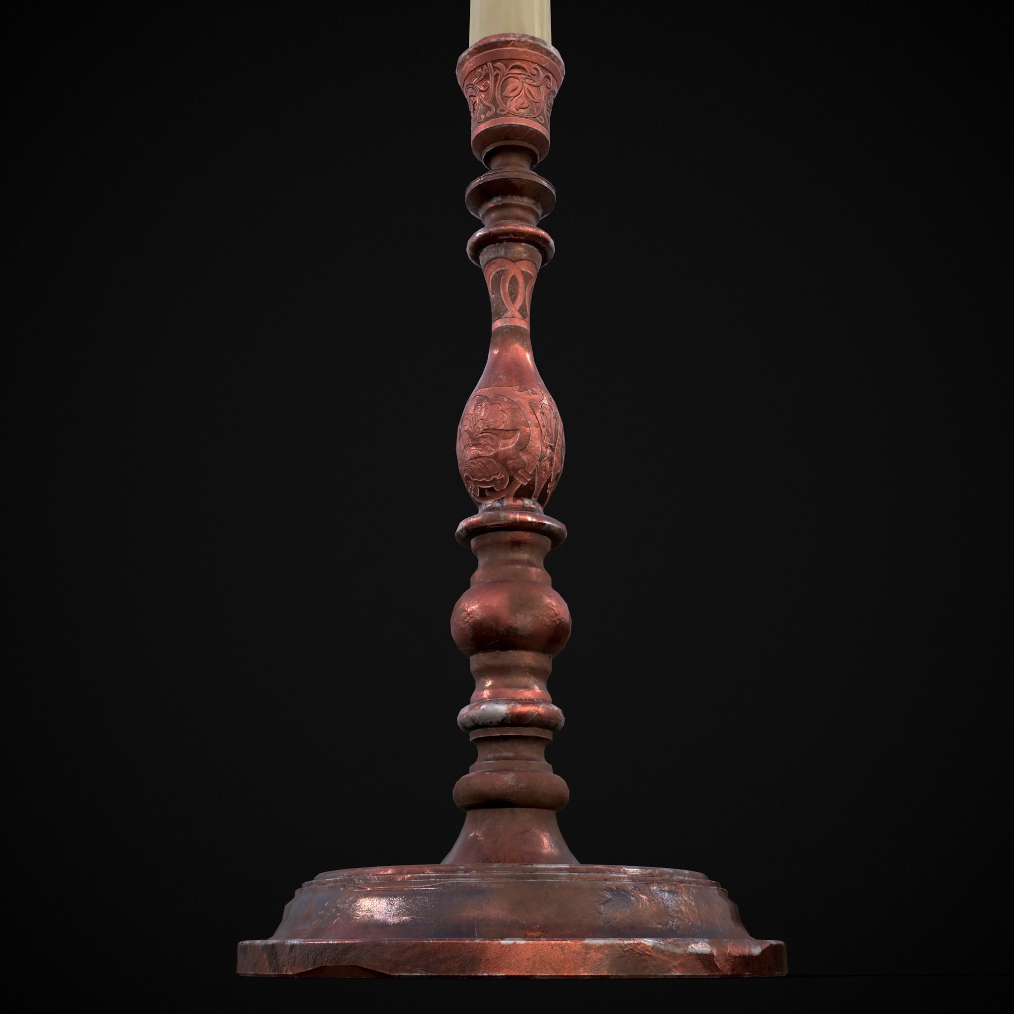 Thin Elegant Candle Stick  Low-poly 3D model_13