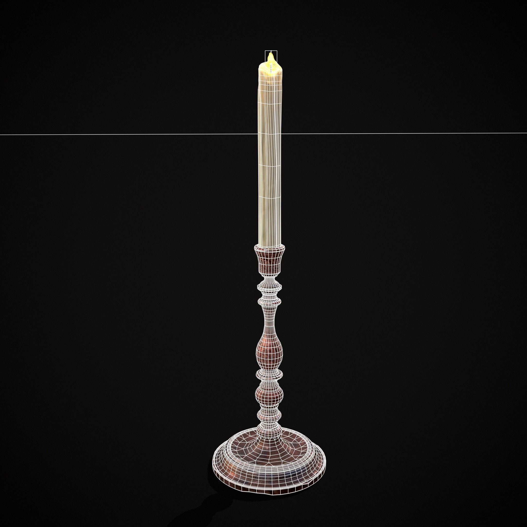 Thin Elegant Candle Stick  Low-poly 3D model_18