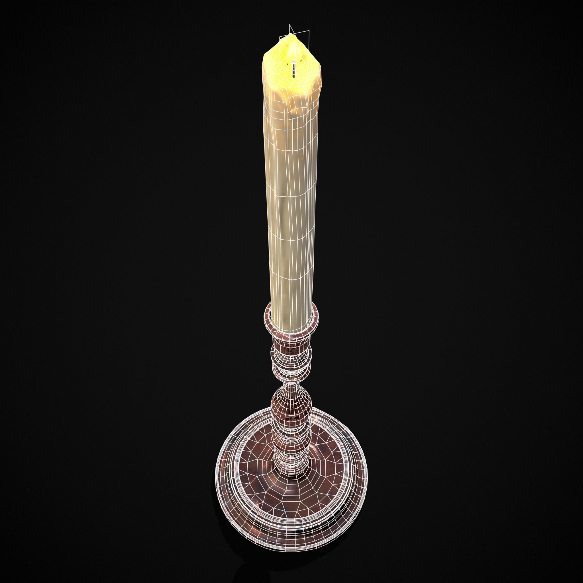 Thin Elegant Candle Stick  Low-poly 3D model_6