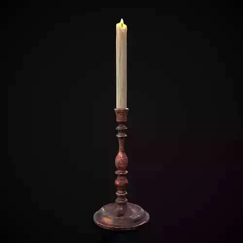 Thin Elegant Candle Stick  Low-poly 3D model