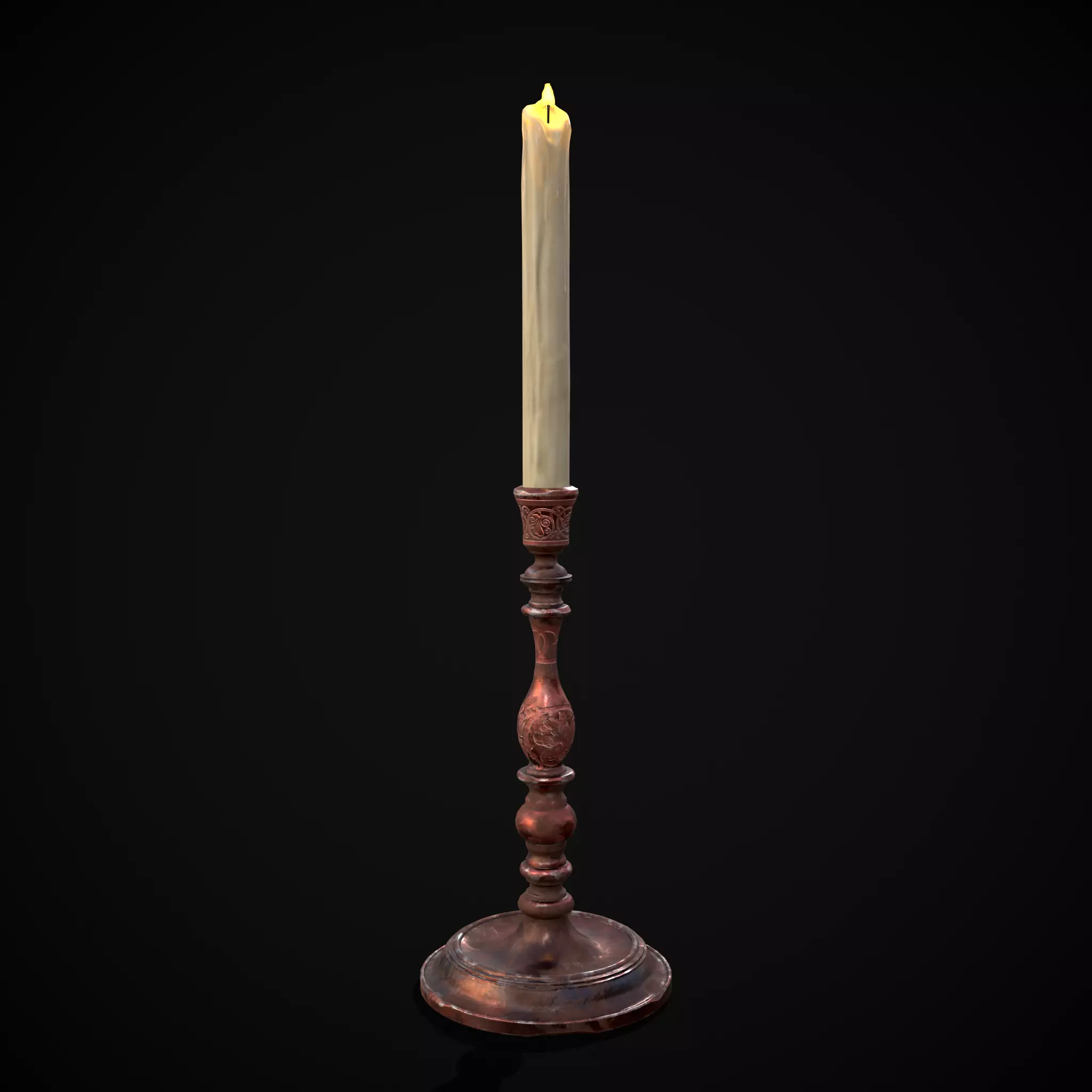 Thin Elegant Candle Stick  Low-poly 3D model_0