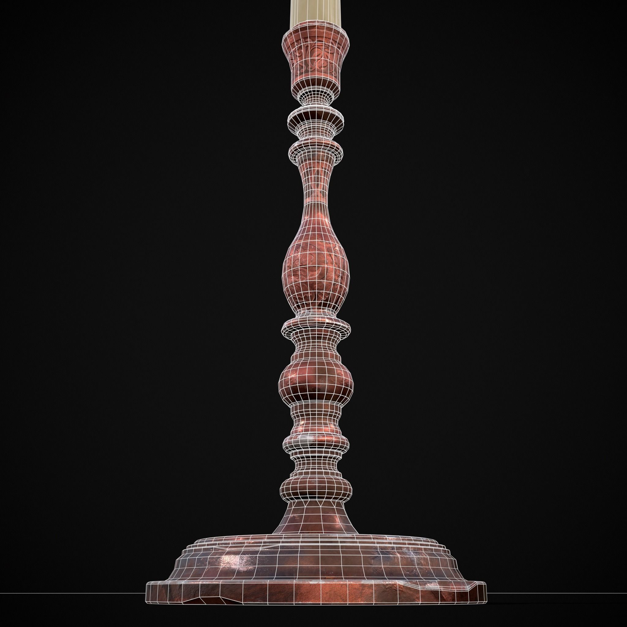 Thin Elegant Candle Stick  Low-poly 3D model_14