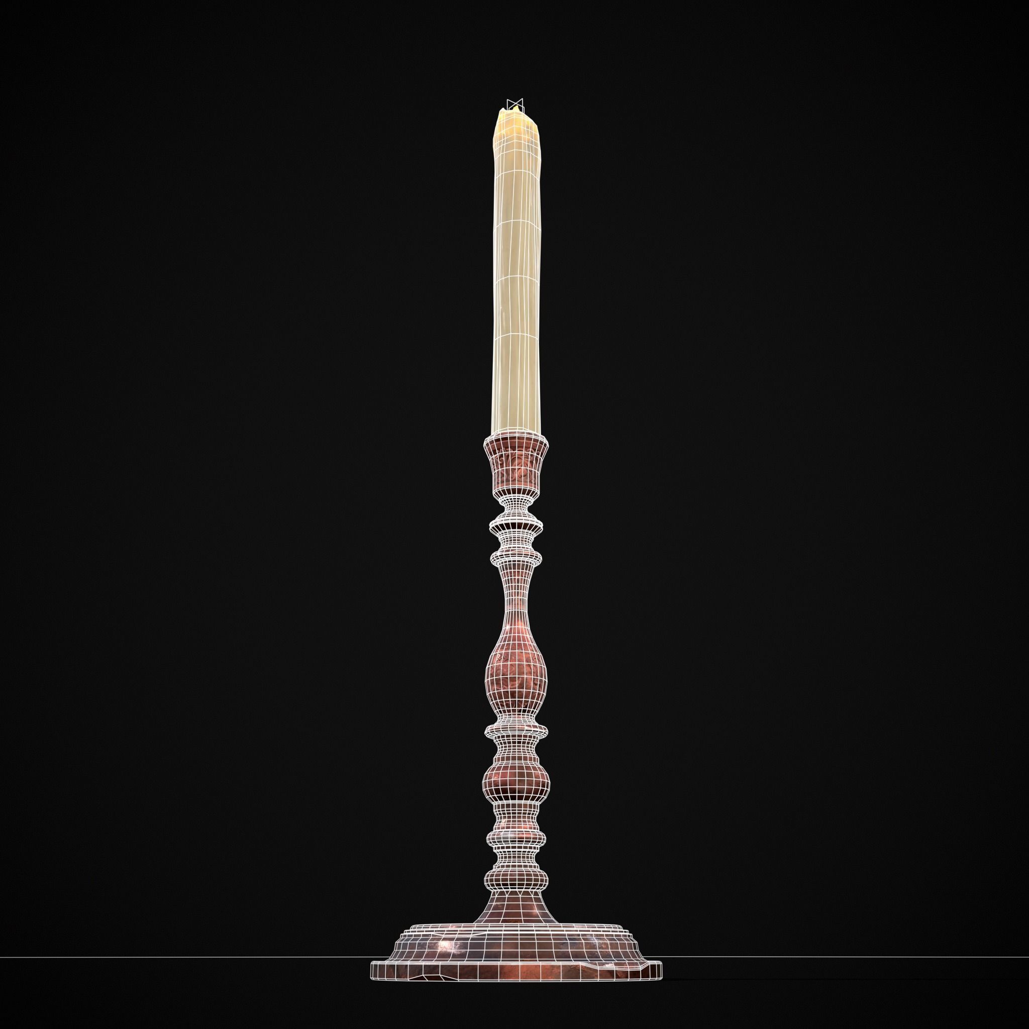 Thin Elegant Candle Stick  Low-poly 3D model_16