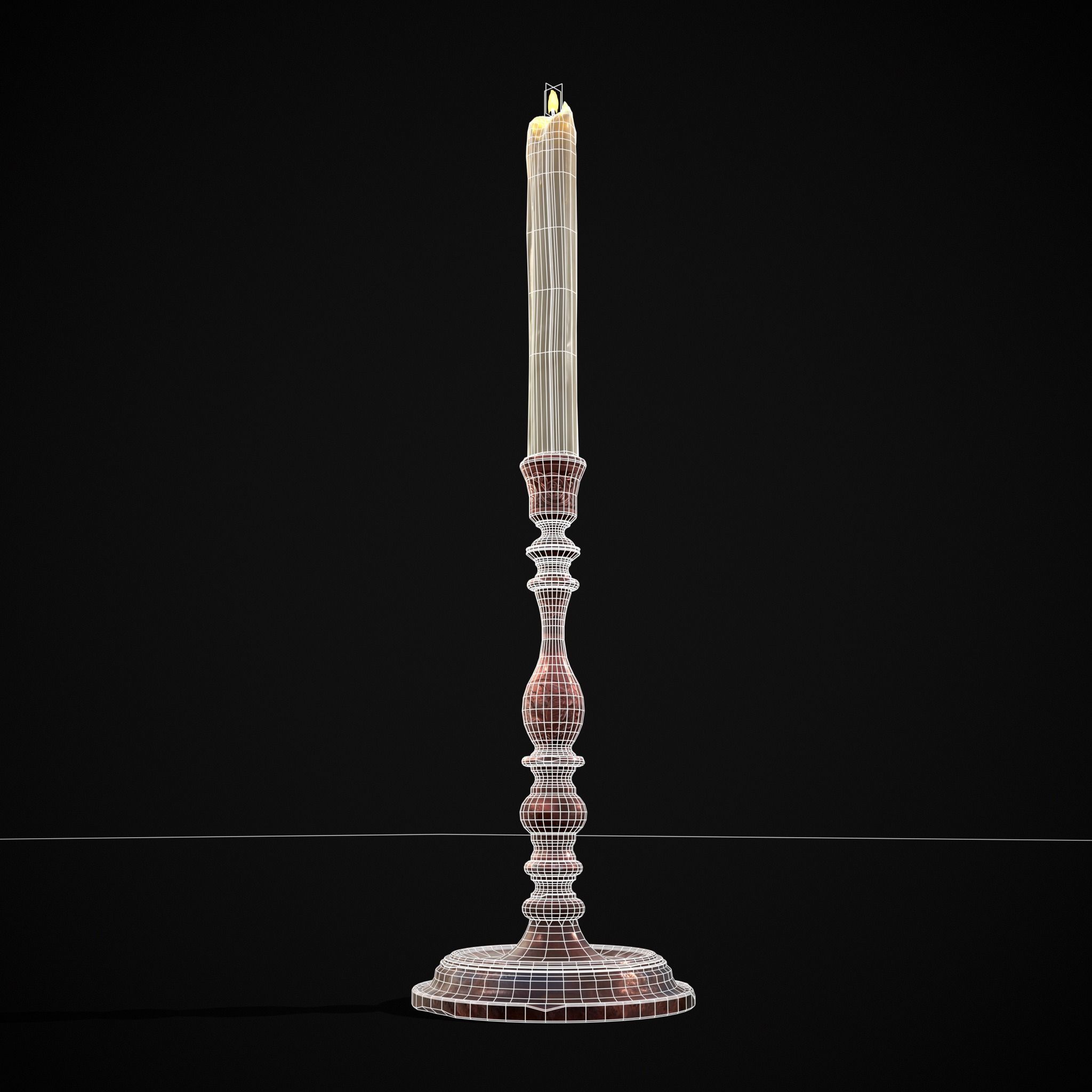 Thin Elegant Candle Stick  Low-poly 3D model_20