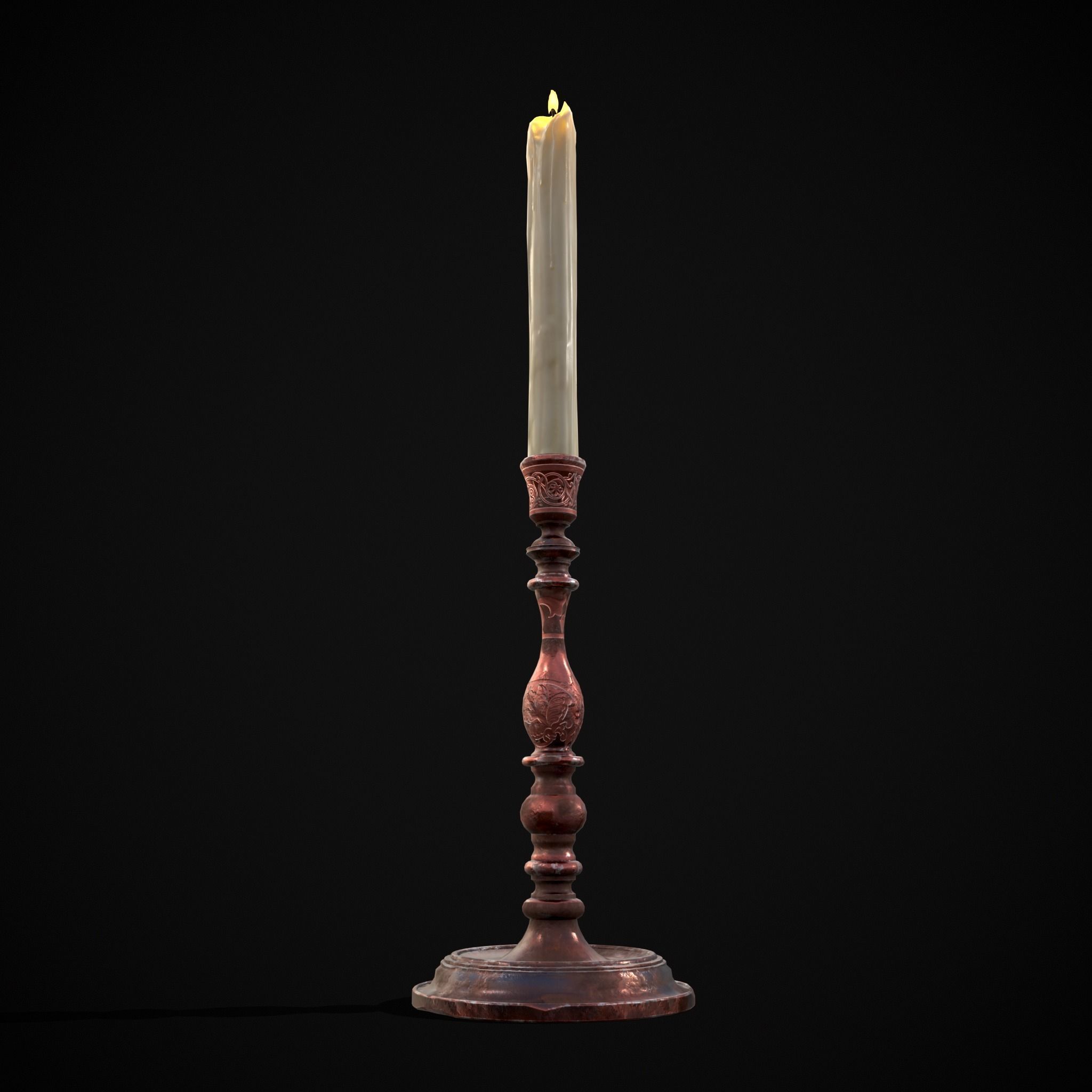 Thin Elegant Candle Stick  Low-poly 3D model_19