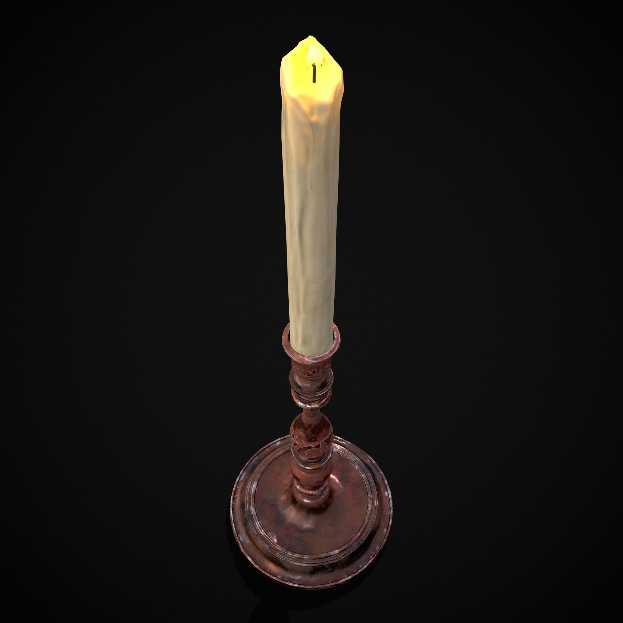 Thin Elegant Candle Stick  Low-poly 3D model_5