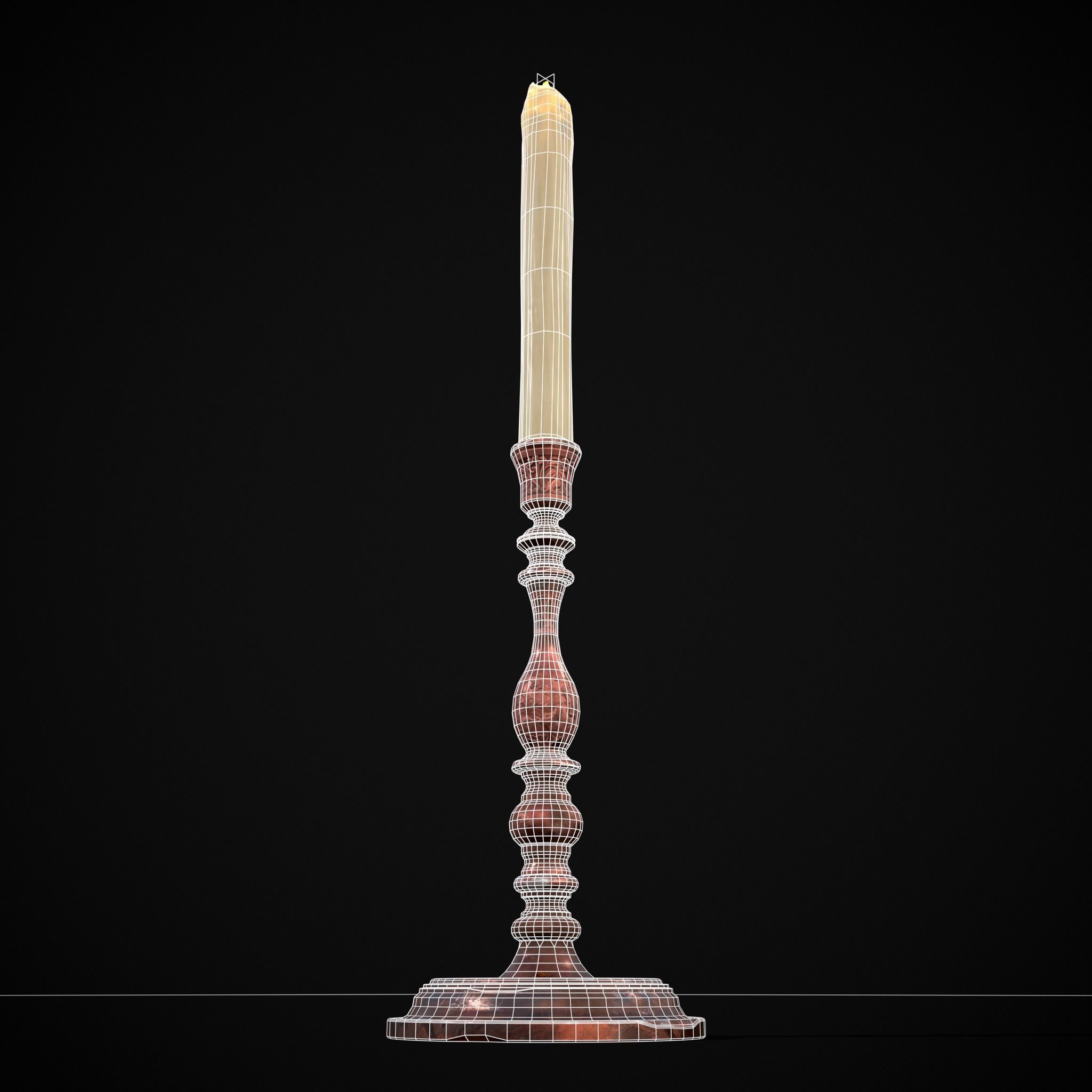 Thin Elegant Candle Stick  Low-poly 3D model_4