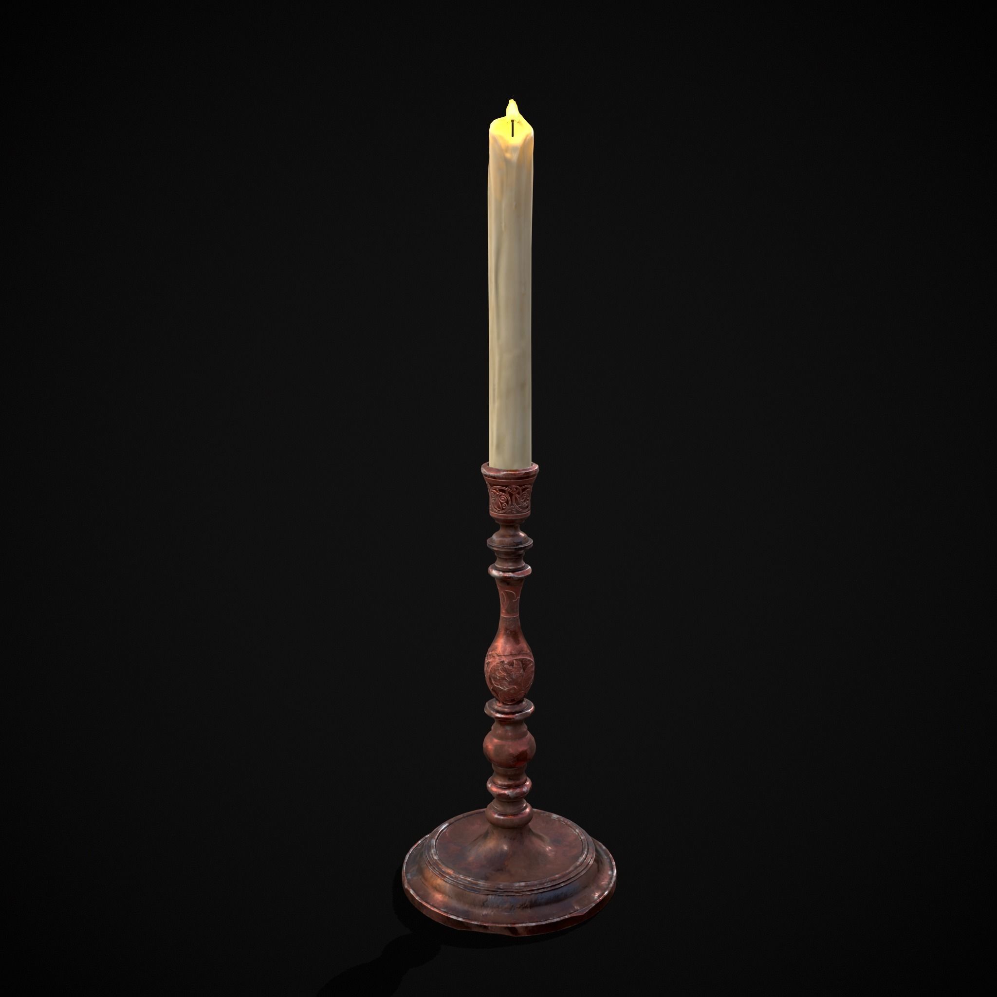 Thin Elegant Candle Stick  Low-poly 3D model_17