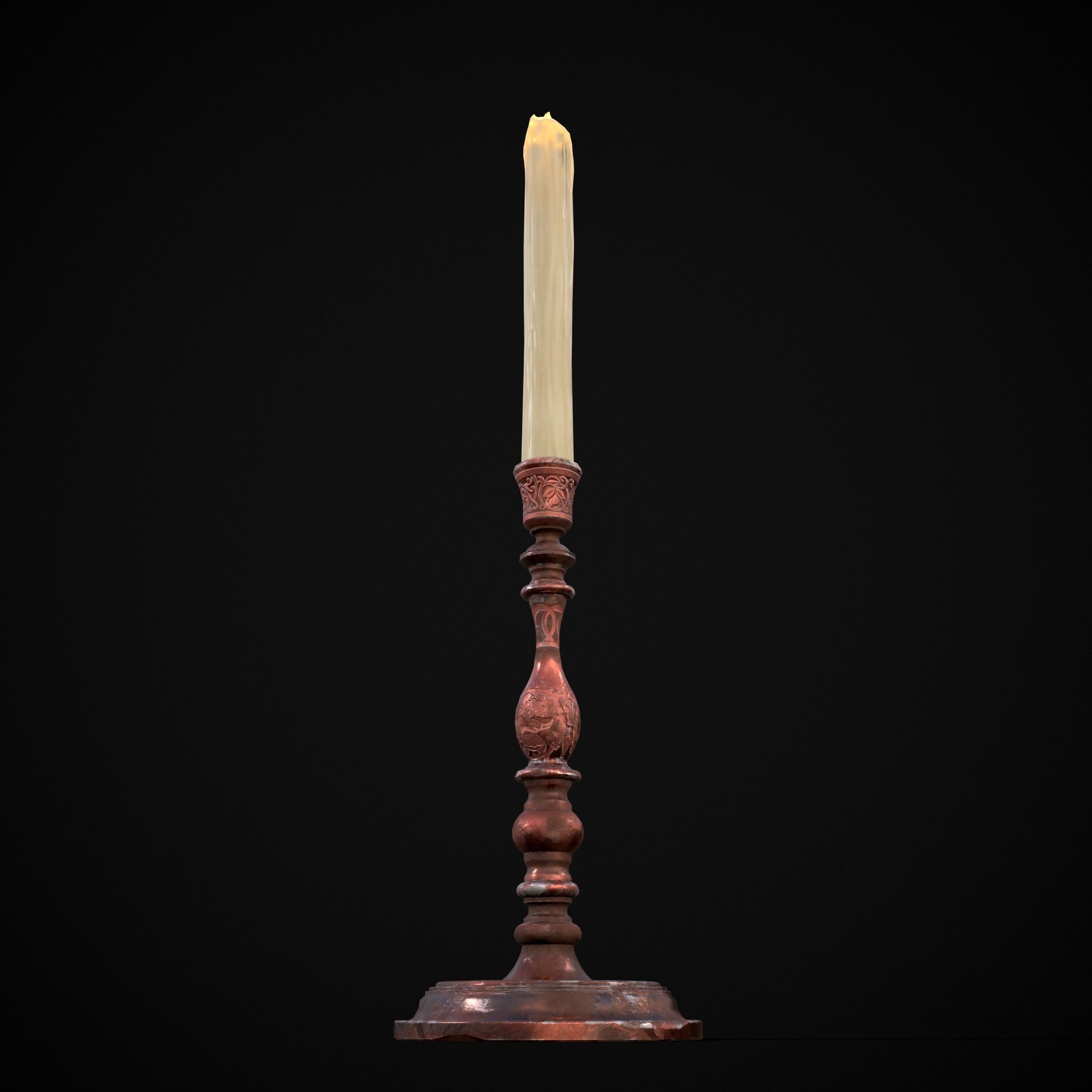 Thin Elegant Candle Stick  Low-poly 3D model_15