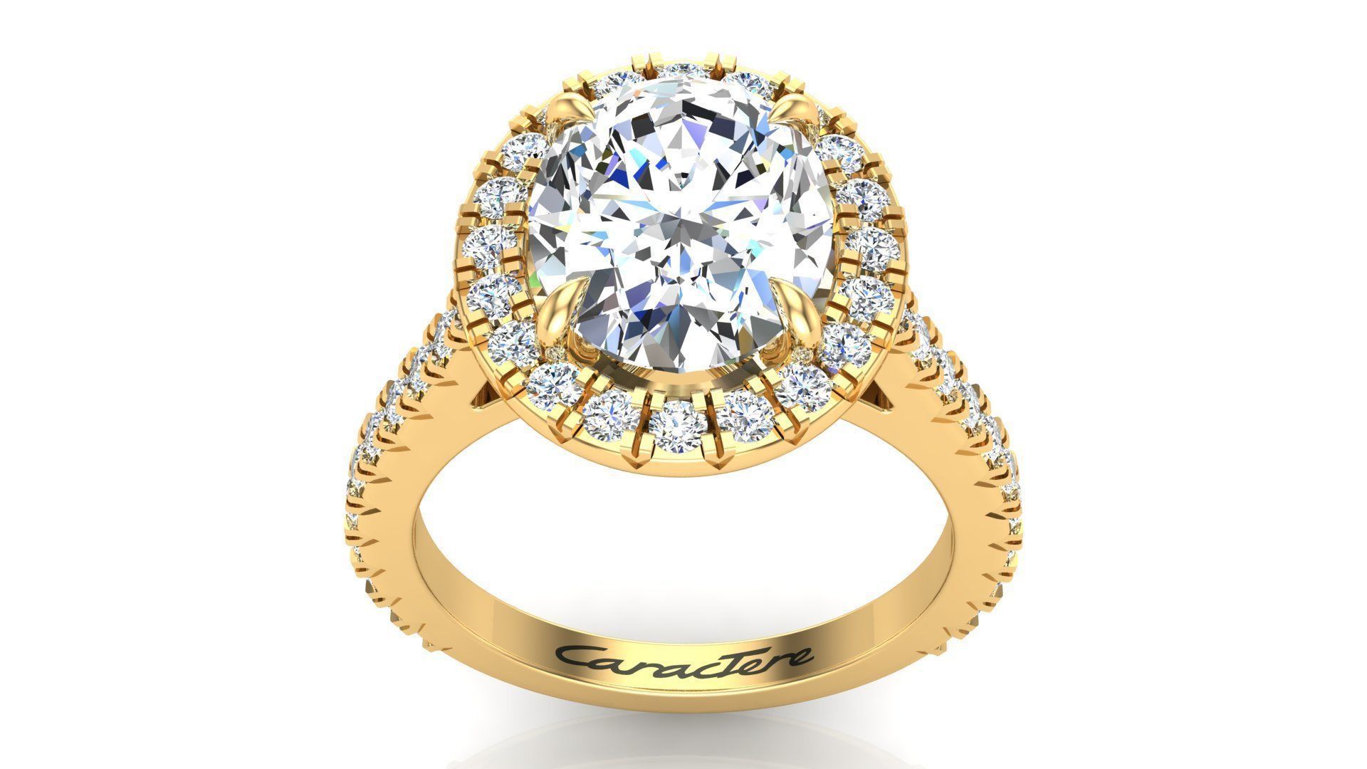 Simple Engagement Ring With Oval Stone 3D print model_1