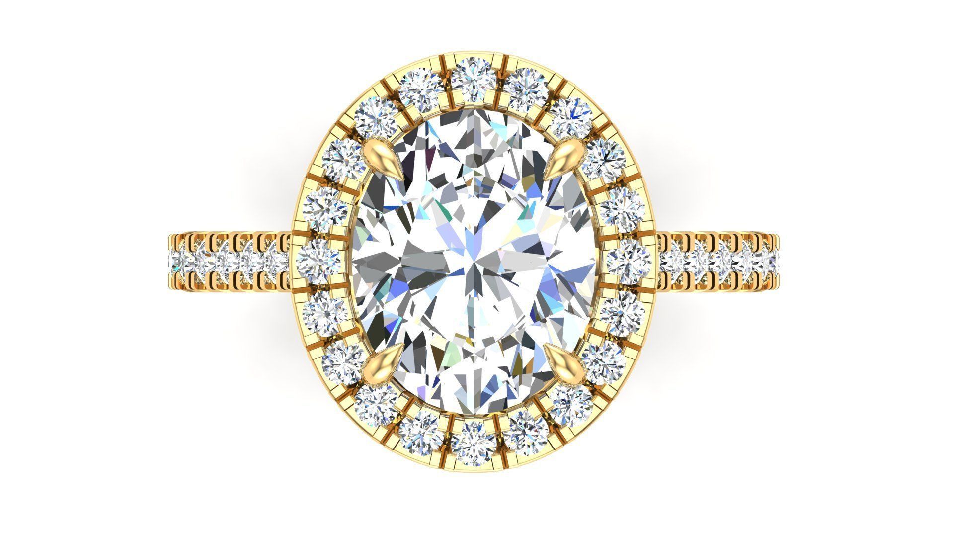 Simple Engagement Ring With Oval Stone 3D print model_3