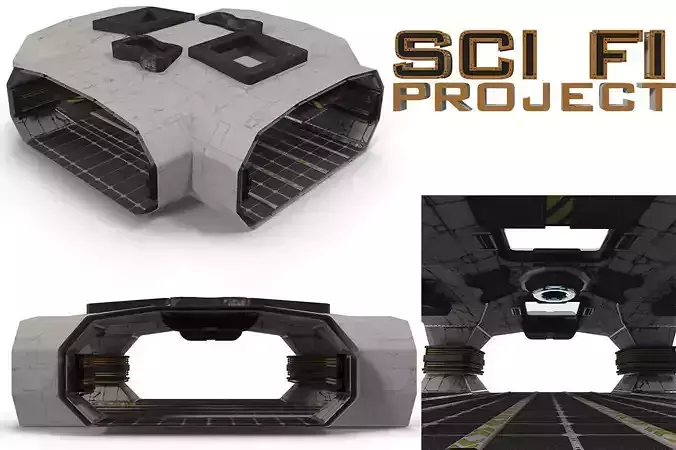 Sci Fi interior Low-poly 3D model