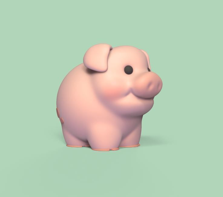 Round Pig 3D print model_2