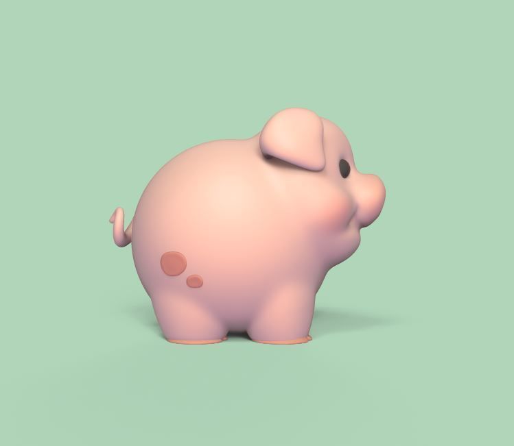 Round Pig 3D print model_1