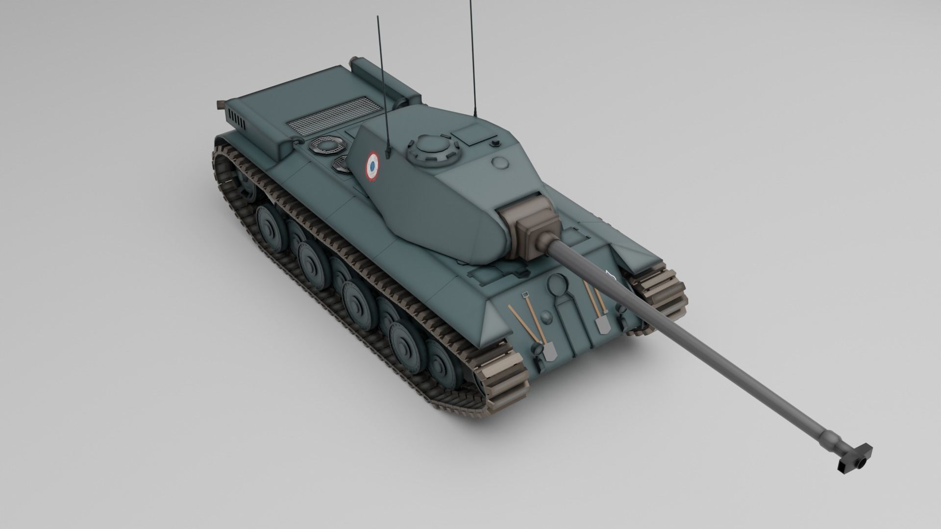 FCM 50T French medium tank Free 3D model_4
