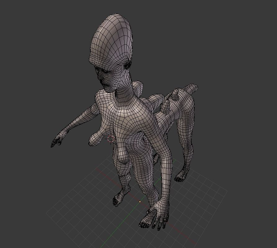 Humanoid Four Legged Creature Alien Ralph BASE MESH Free 3D model_3