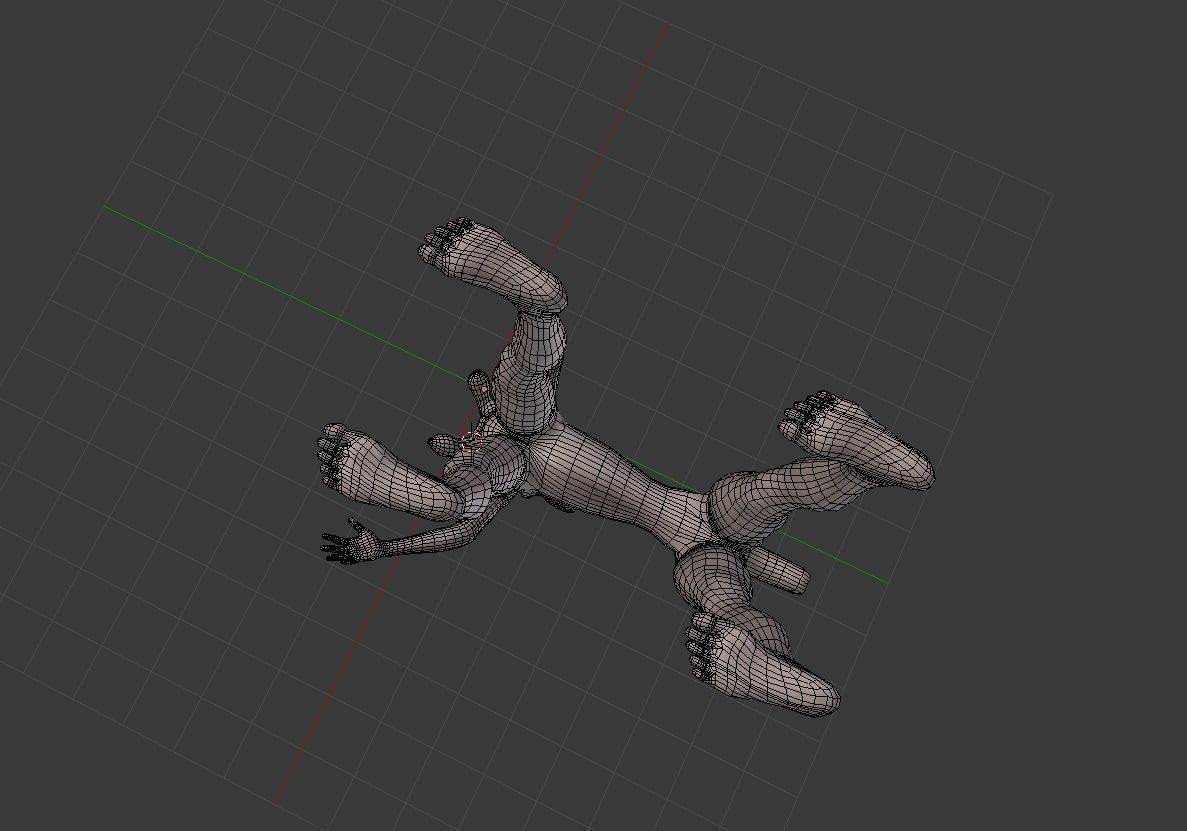 Humanoid Four Legged Creature Alien Ralph BASE MESH Free 3D model_4