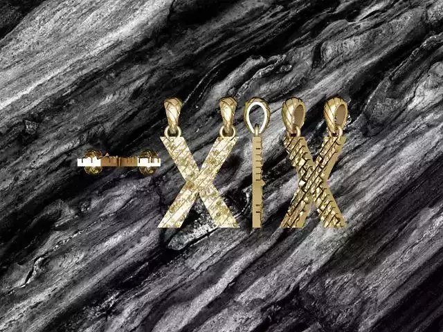 X Letter Alphabet Tiles Texture Pendant 3D Print Model