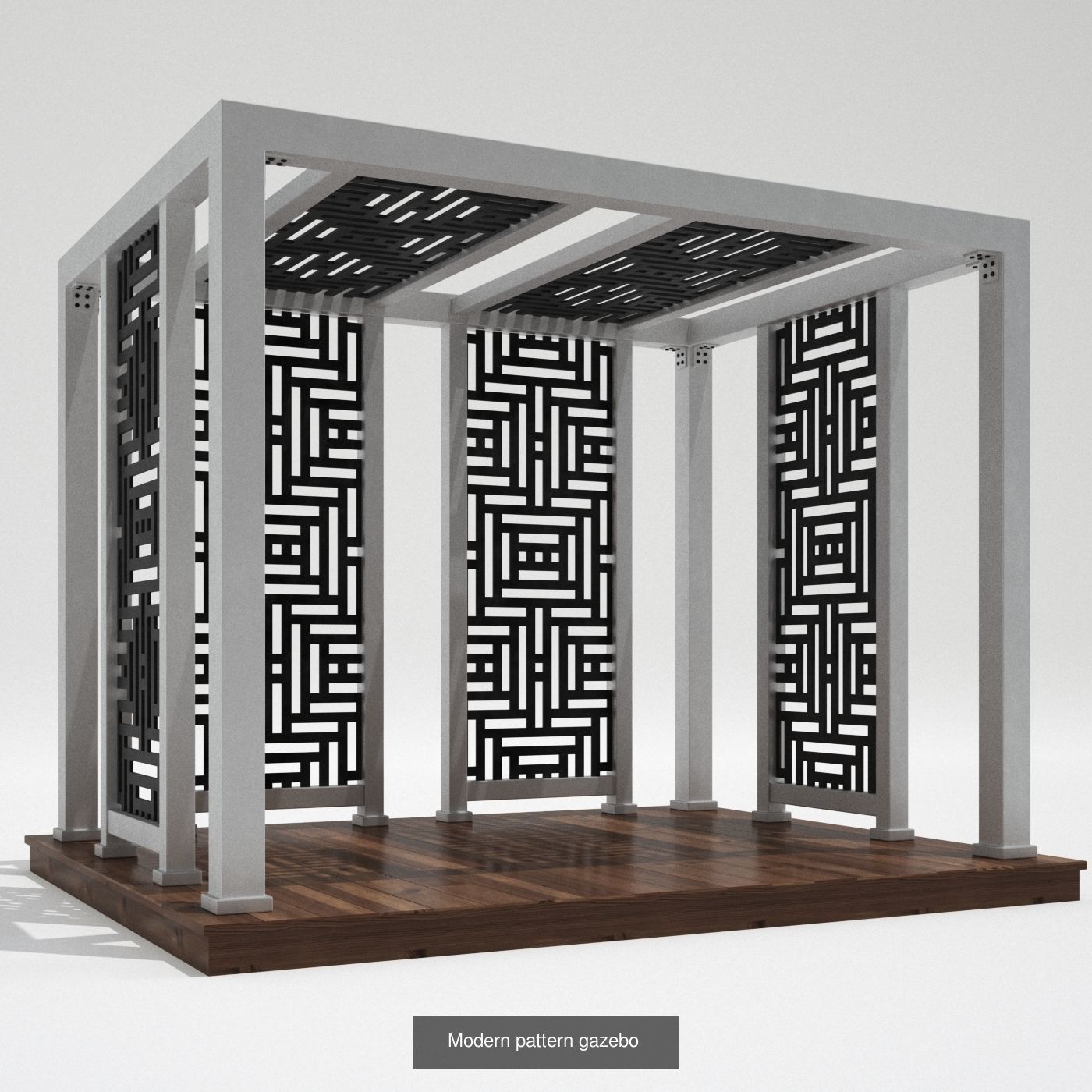 Wood Gazebo pergola Arabic Islamic style Pattern 3D Model Collection_4