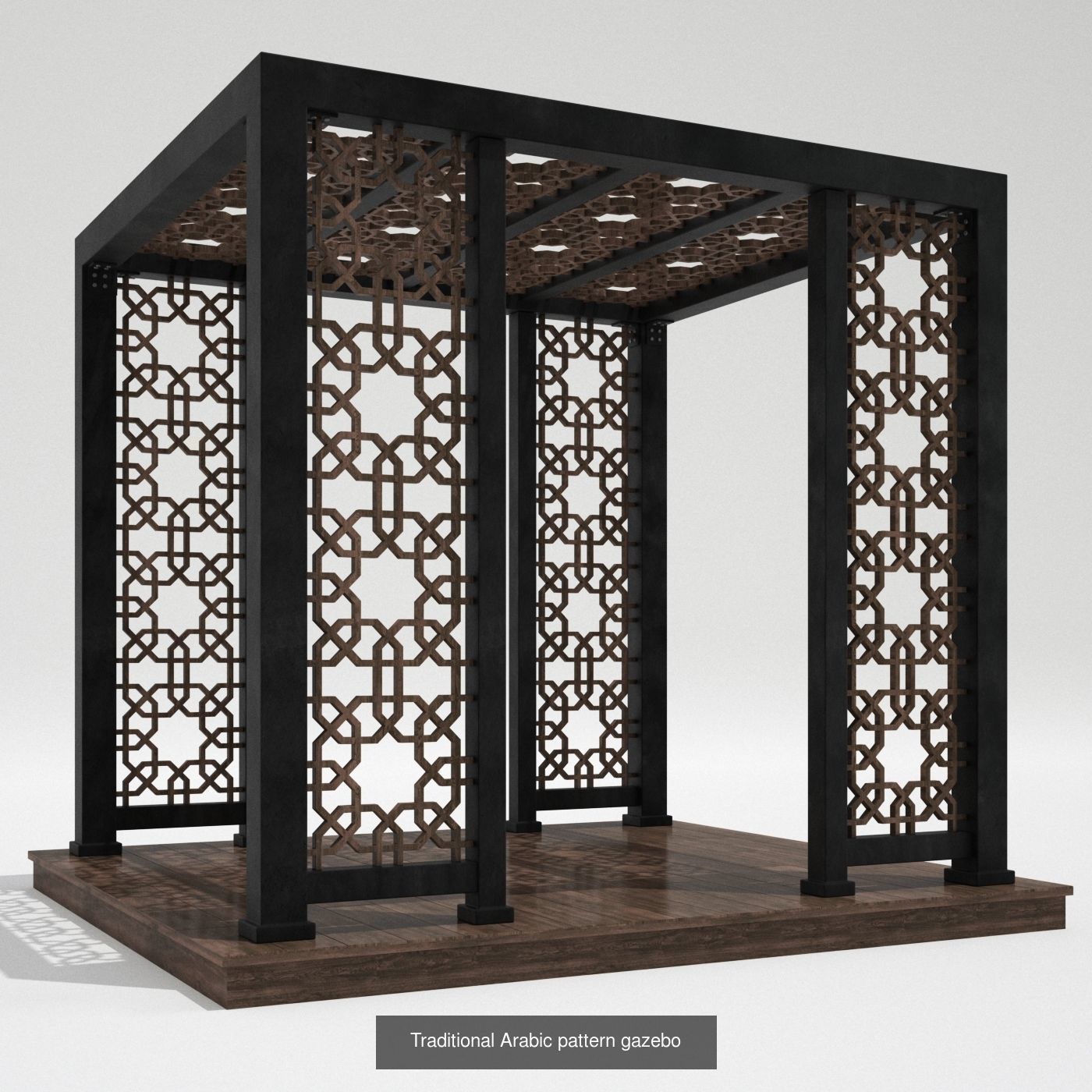 Wood Gazebo pergola Arabic Islamic style Pattern 3D Model Collection_3