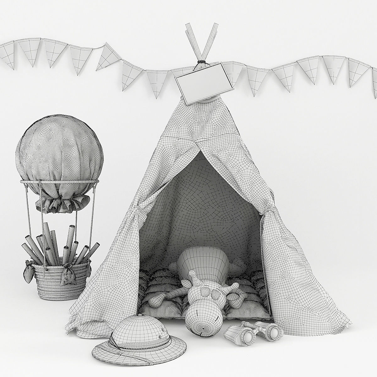 Wigwam for children 3D model_4