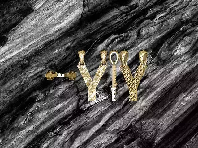 Y Letter Alphabet Tiles Texture Pendant 3D Print Model