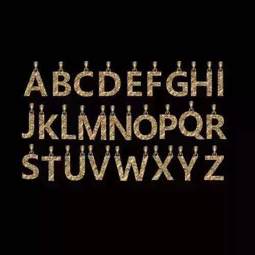 AtoZ Letter Alphabets Tiles Texture Pendants 3D Print Model