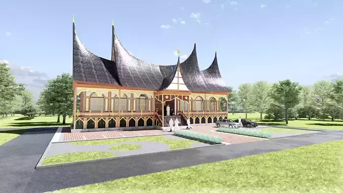 Tradisional Minangkabau Indonesian Mosque 