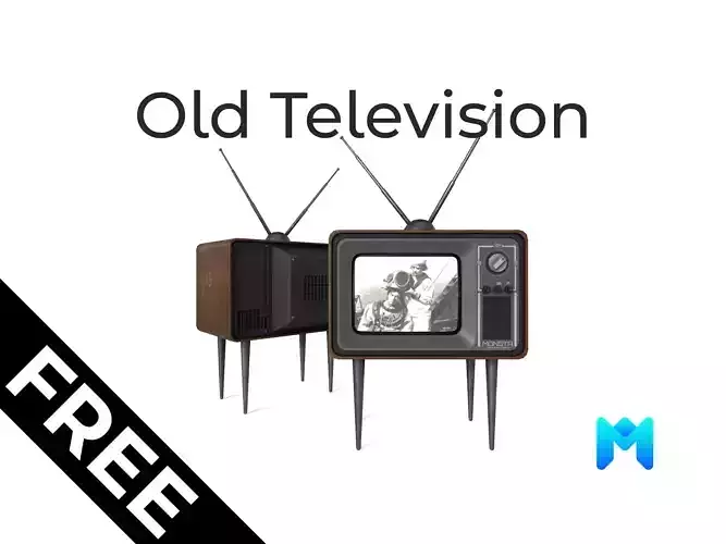 Old television game prop Free low-poly 3D model