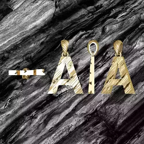 A Letter Alphabet Wooden Texture Pendant 3D Print Model