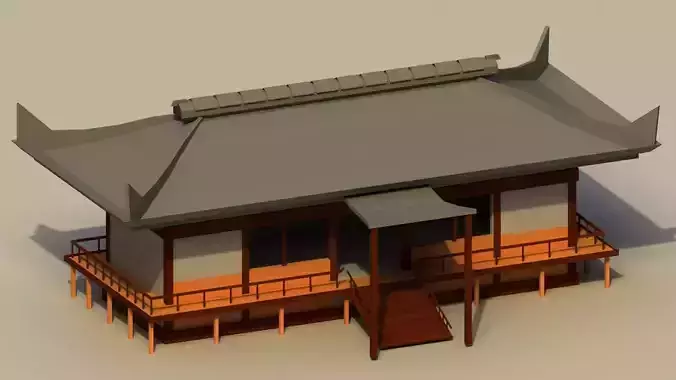 Low Poly Traditional Japanese House 3