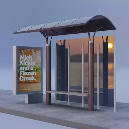 Brasilia Bus Stop Shelter HQ Game Ready Low Poly