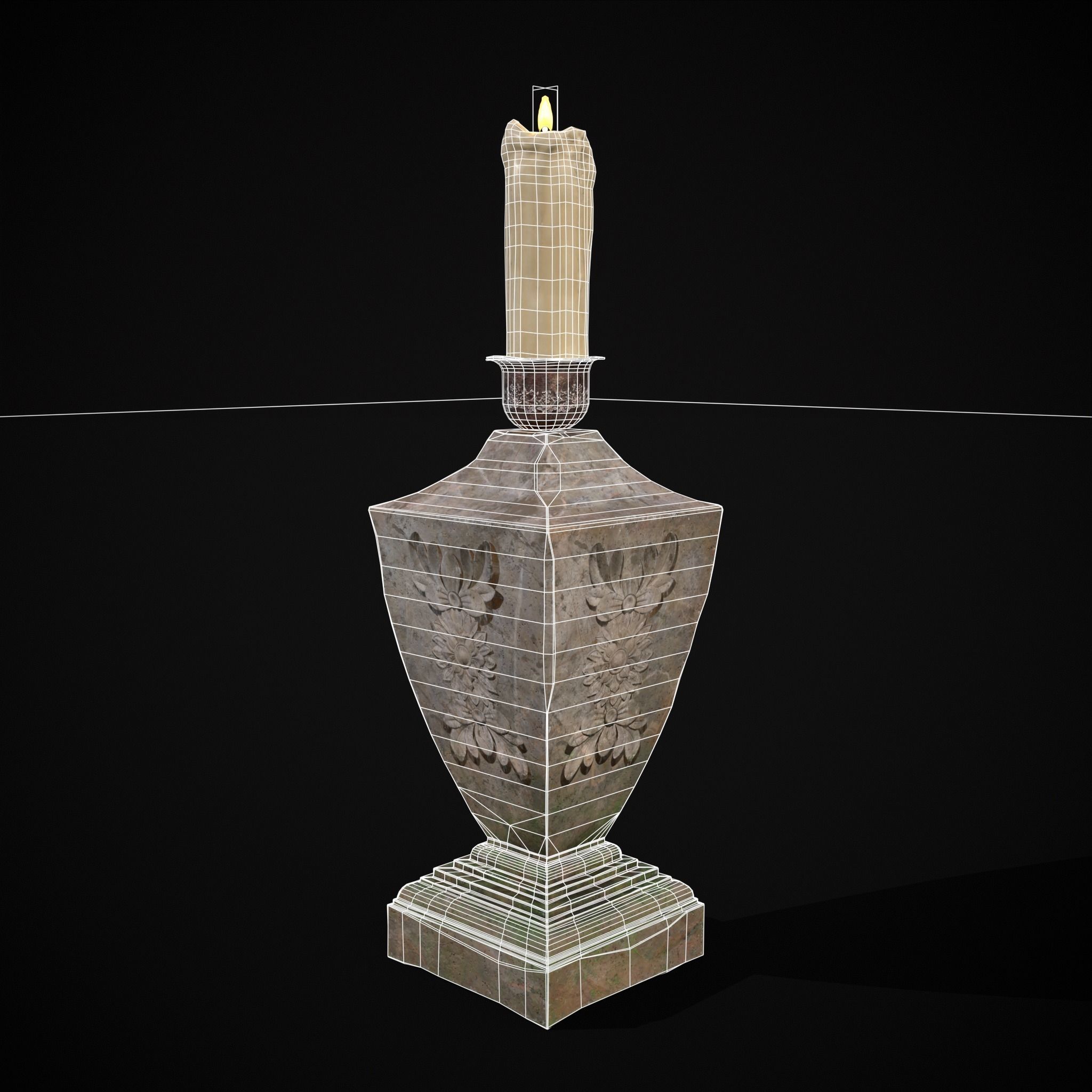 Garden Candle Decoration Low-poly 3D model_10