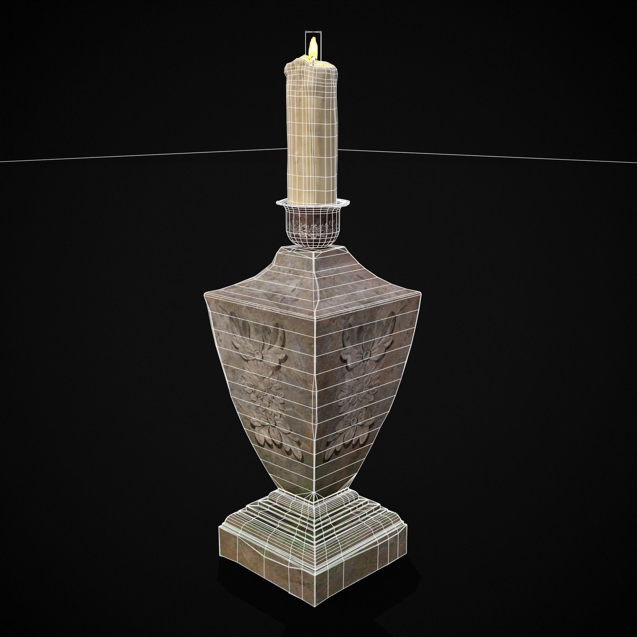 Garden Candle Decoration Low-poly 3D model_2