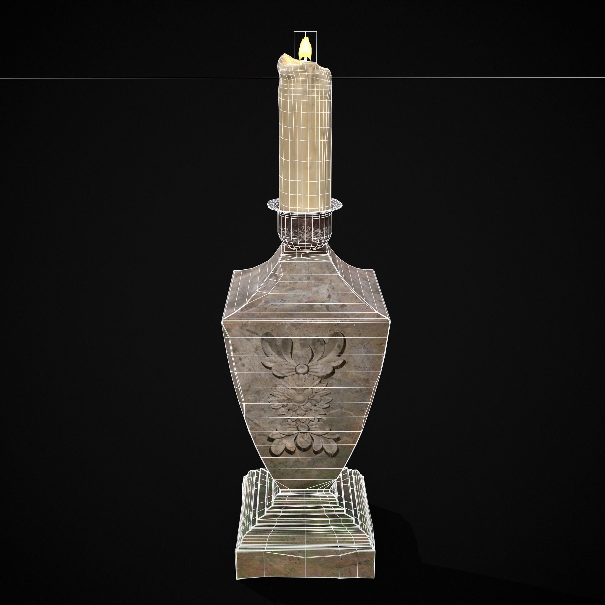 Garden Candle Decoration Low-poly 3D model_4