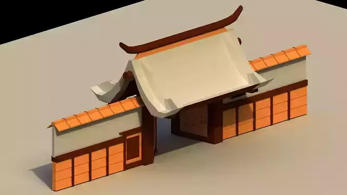 Low Poly Japanese Gate Low-poly 3D model