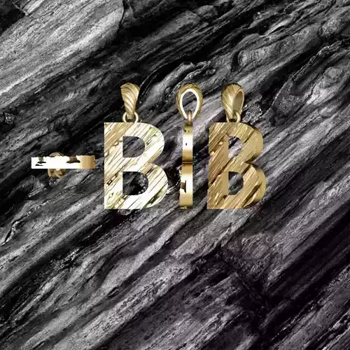 B Letter Alphabet Wooden Texture Pendant 3D Print Model