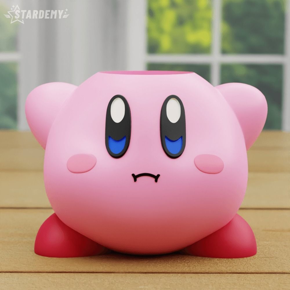 Kirby Planters pen holder decor cute geek game pink setup 3D print model_6