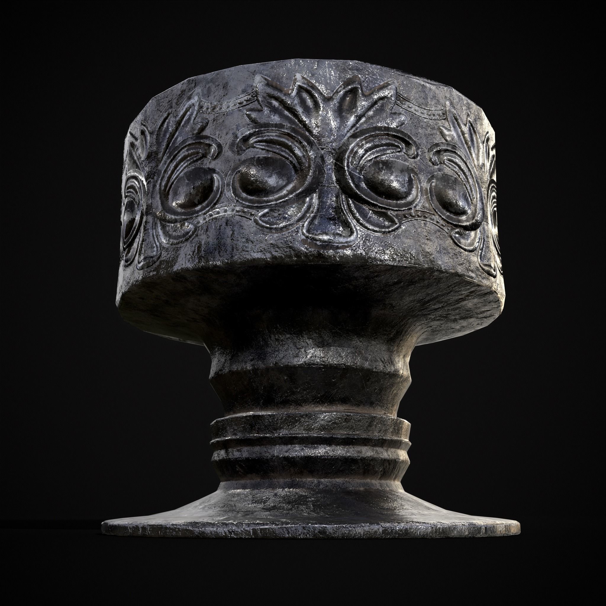 Short Medieval Goblet Low-poly 3D model_7