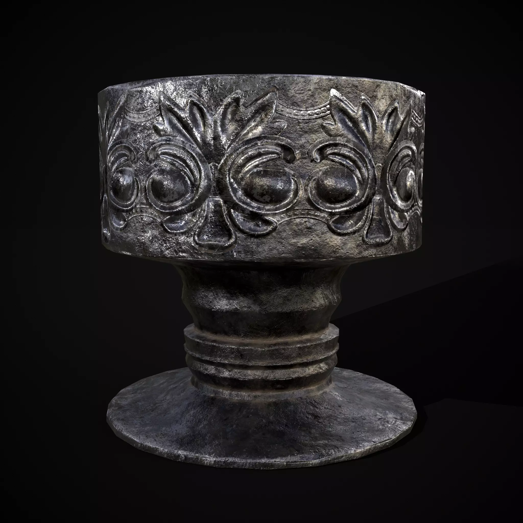 Short Medieval Goblet Low-poly 3D model_0