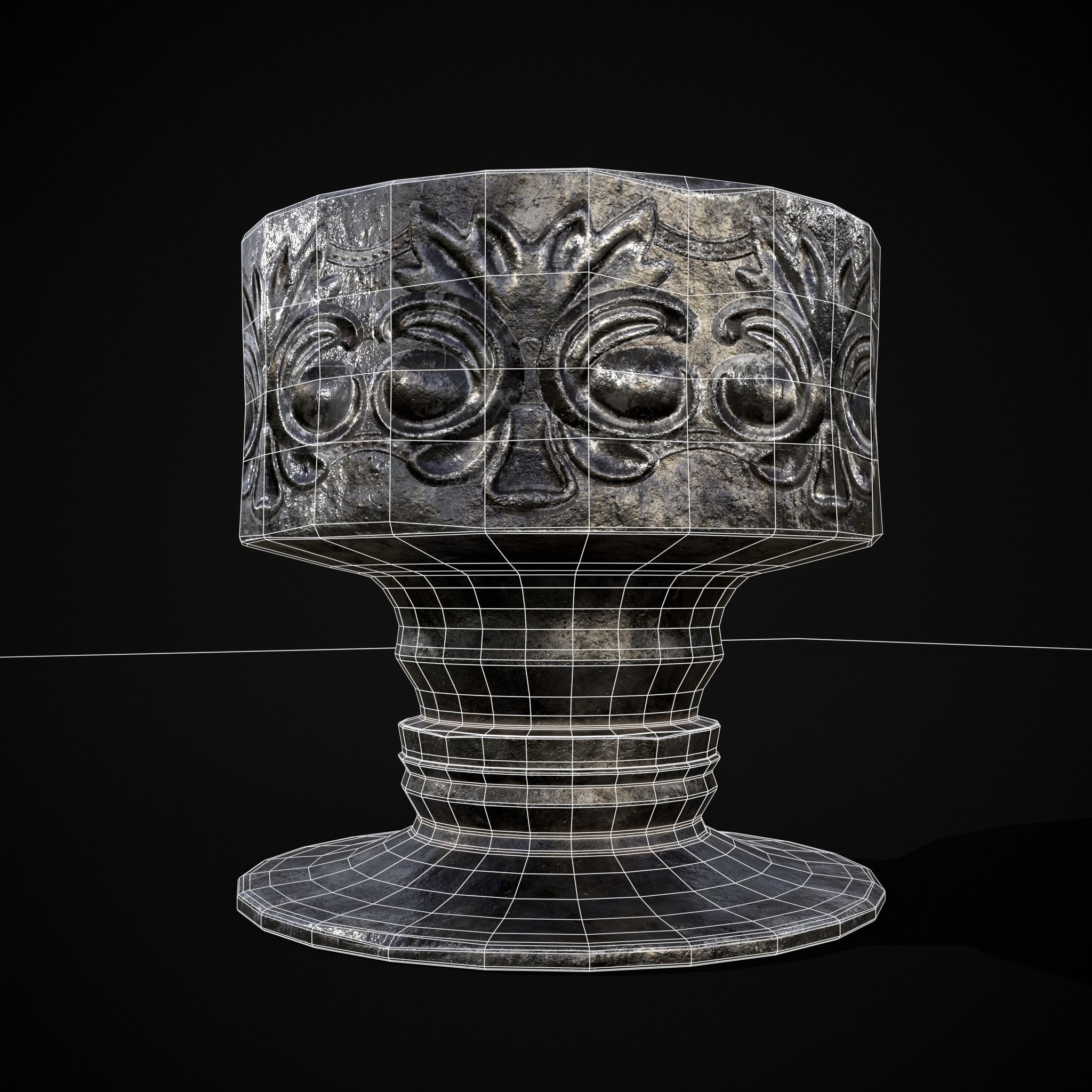 Short Medieval Goblet Low-poly 3D model_16