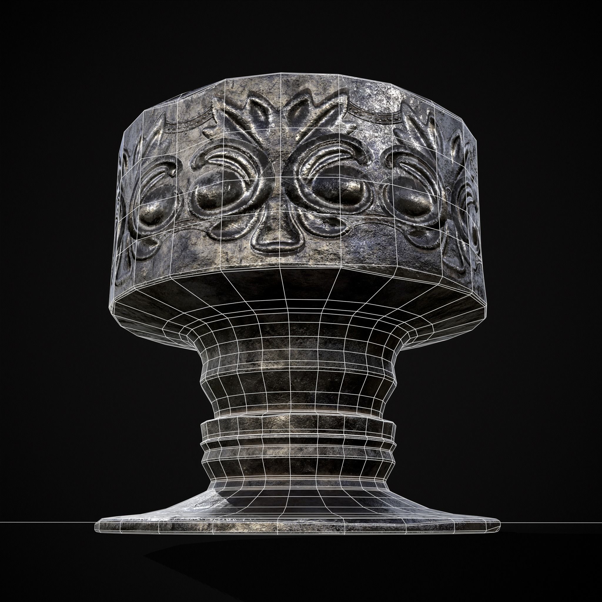 Short Medieval Goblet Low-poly 3D model_12