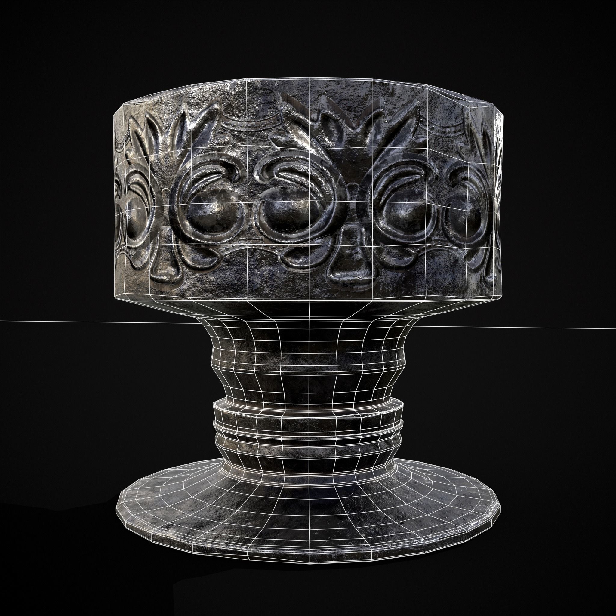 Short Medieval Goblet Low-poly 3D model_10