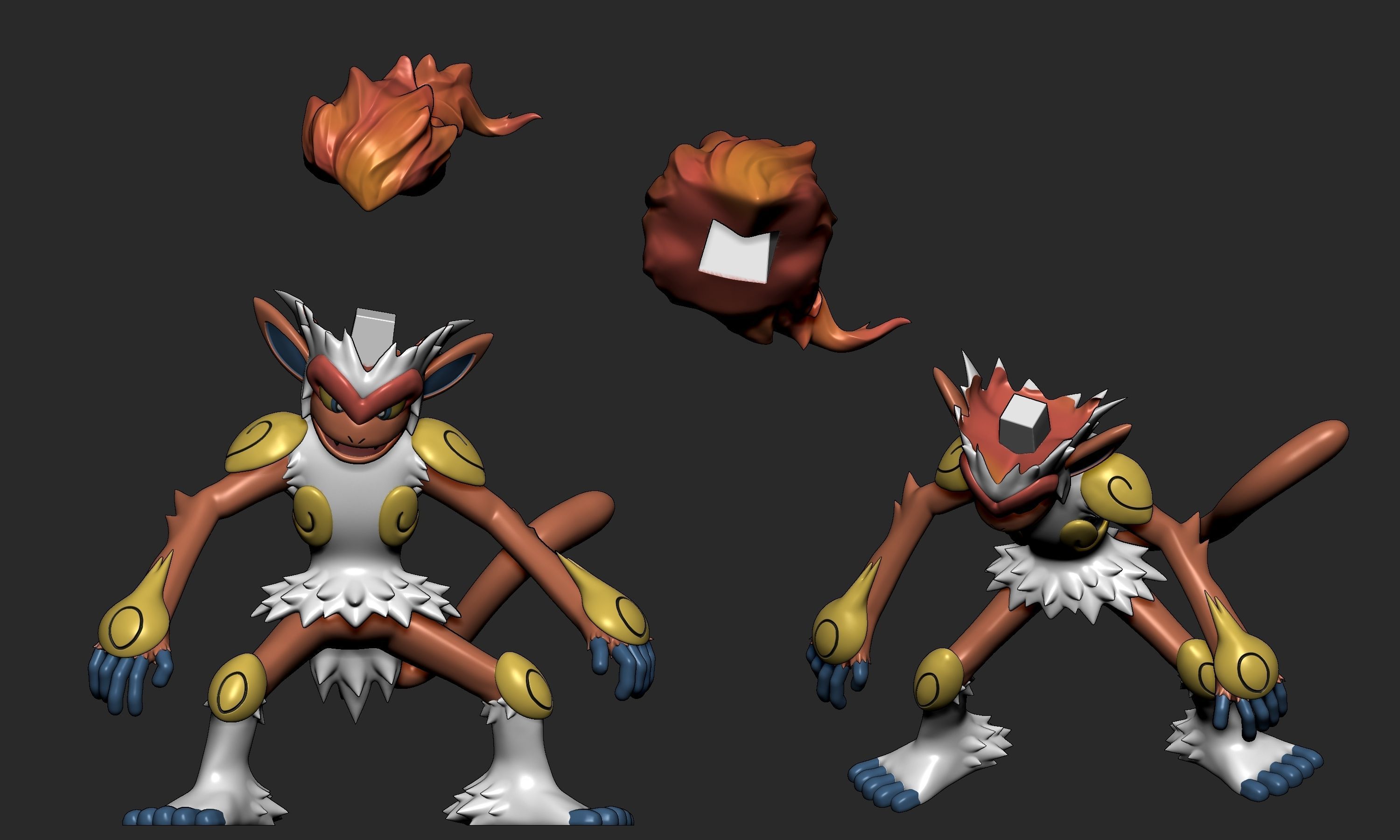 Pokemon - Infernape with 2 poses 3D print model_7