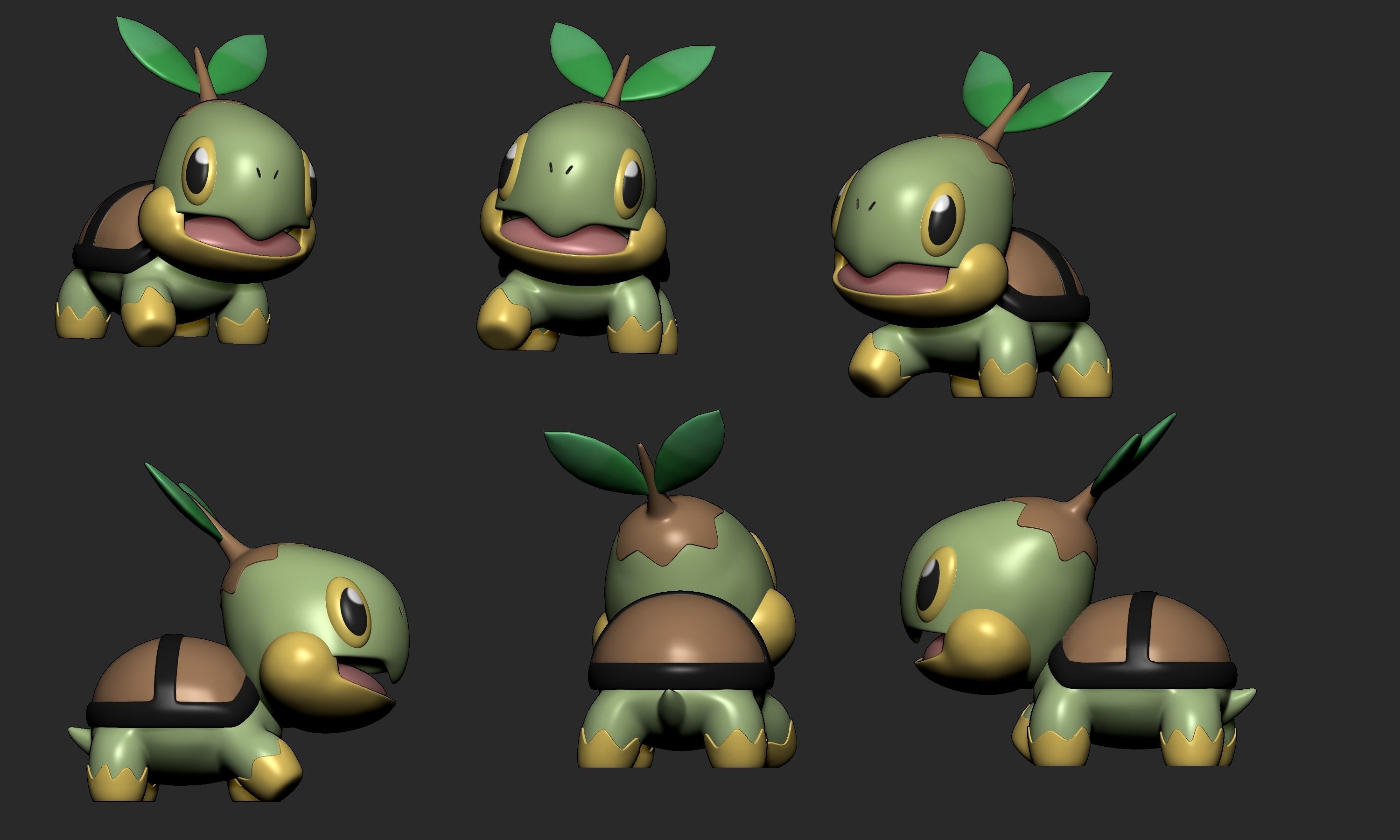 Pokemon - Turwig Grotle and Torterra with 2 poses 3D print model_5