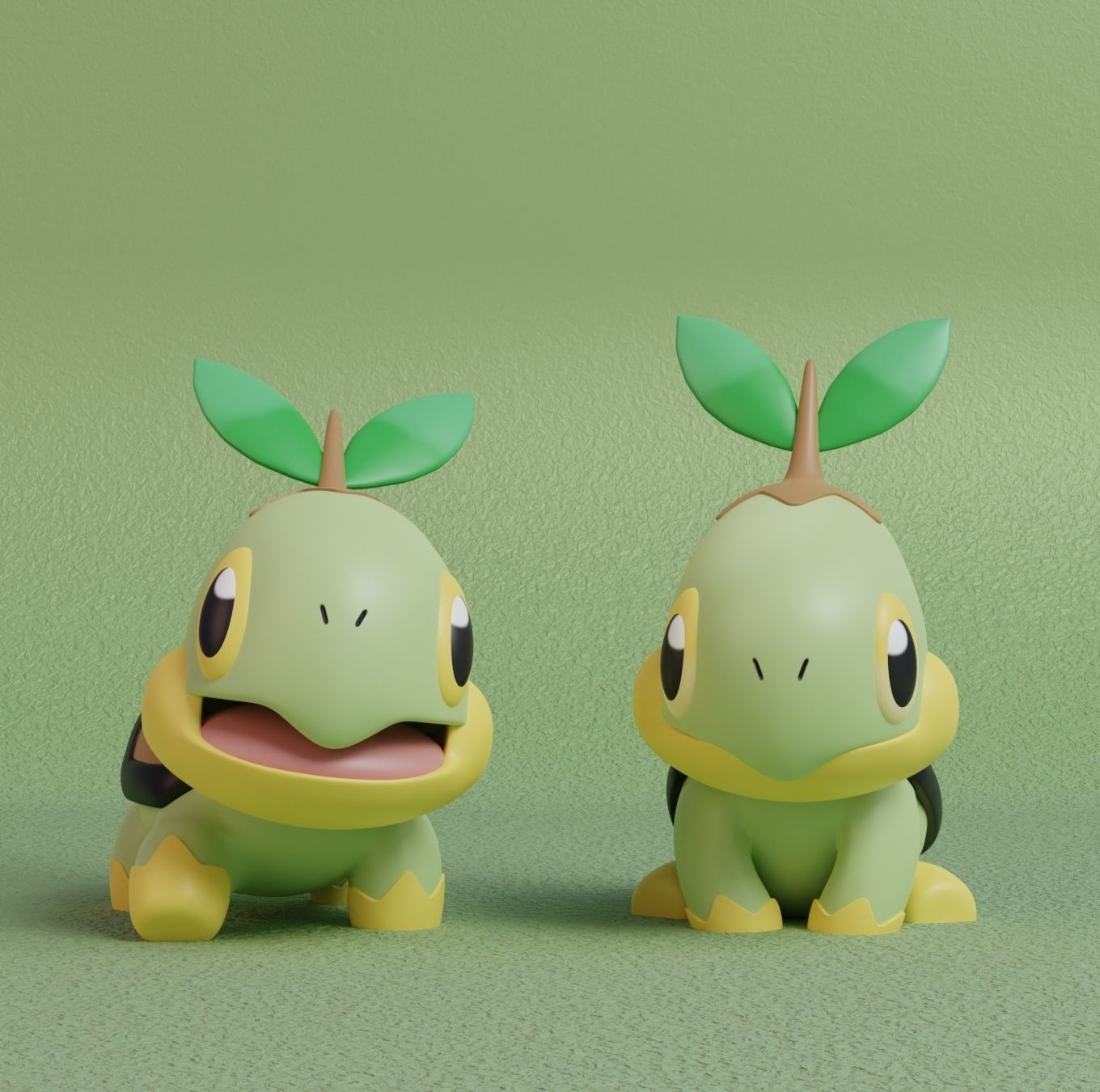 Pokemon - Turwig Grotle and Torterra with 2 poses 3D print model_1