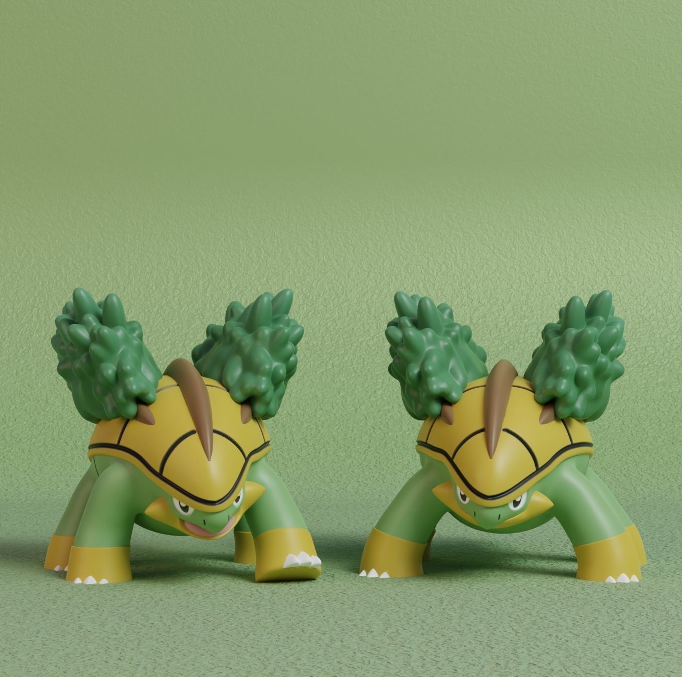 Pokemon - Turwig Grotle and Torterra with 2 poses 3D print model_7