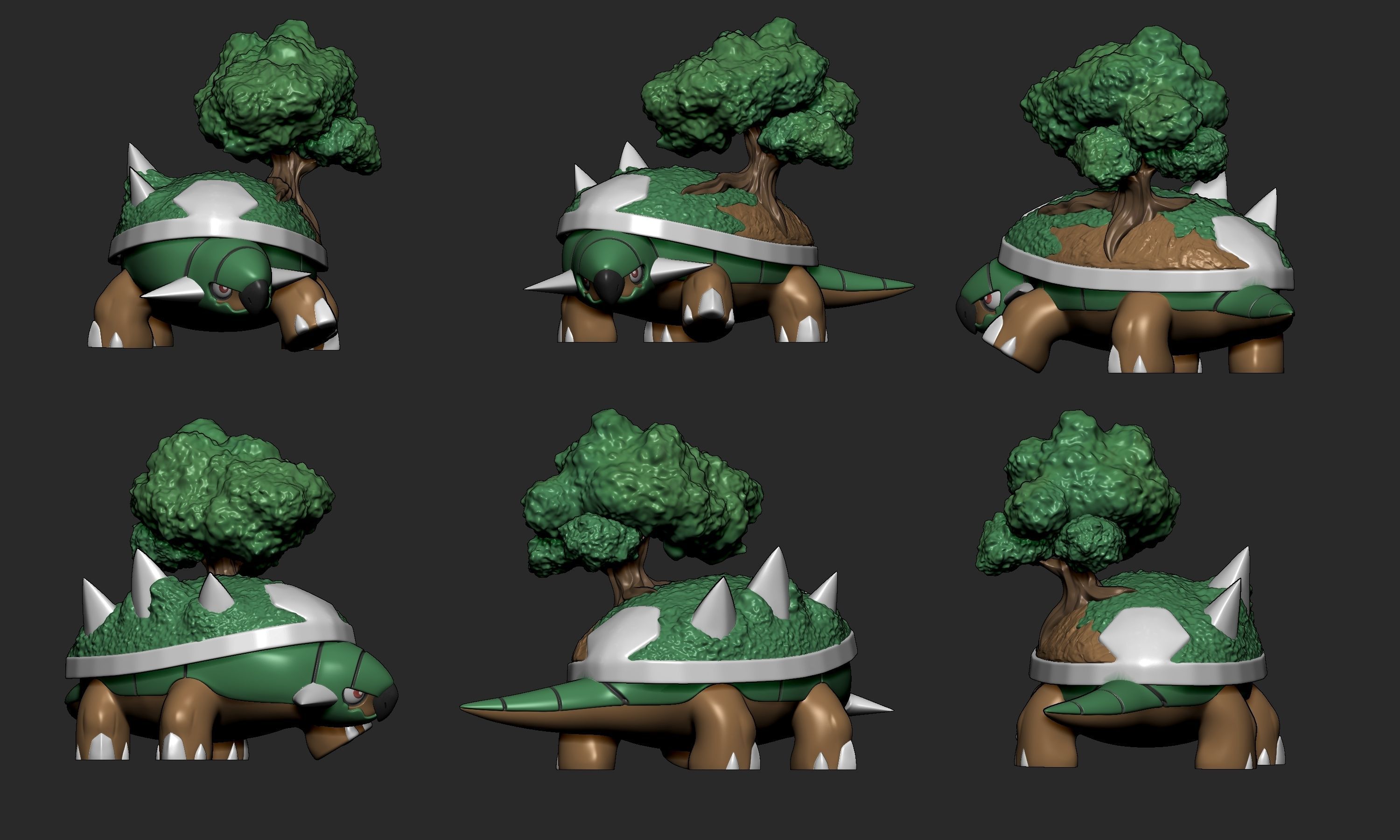 Pokemon - Turwig Grotle and Torterra with 2 poses 3D print model_13