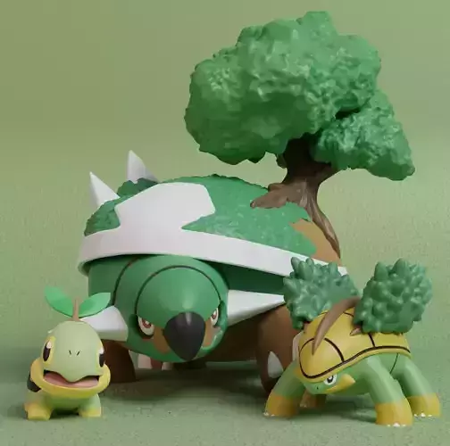 Pokemon - Turwig Grotle and Torterra with 2 poses