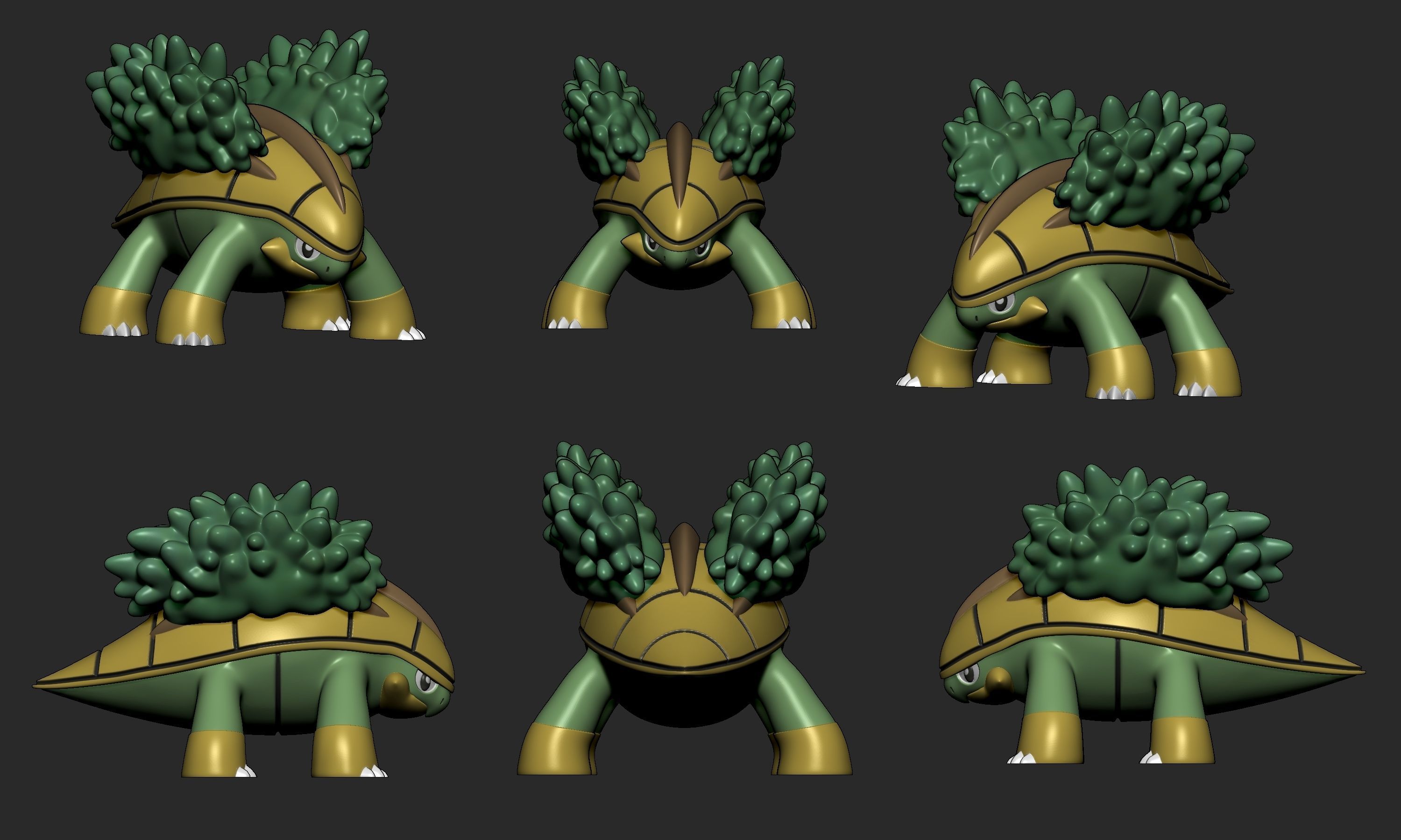 Pokemon - Turwig Grotle and Torterra with 2 poses 3D print model_10